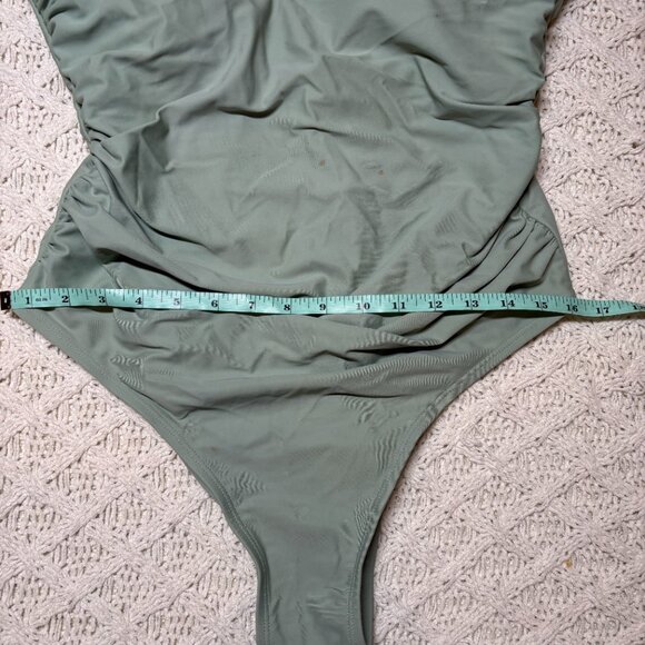 Kona Sol Sage Green One-Piece Swimsuit‎ with Plunge Neck – Women’s 18W nwot - Picture 3 of 7
